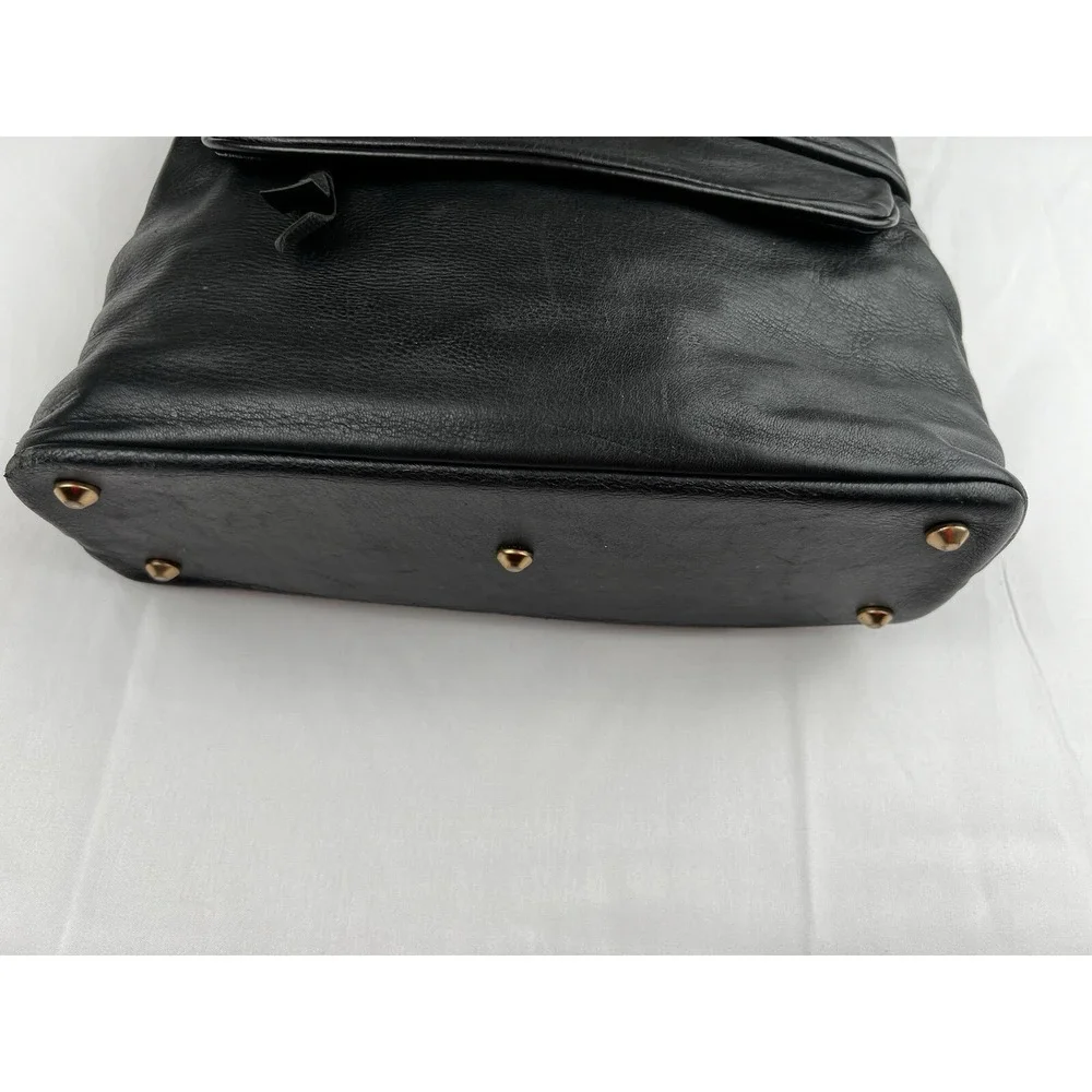 DEER WEAR BRAND Vintage Genuine Deerskin Soft Black Leather Shoulder Purse Bag
